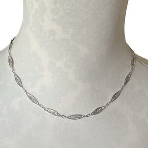 Vintage Trifari Silver Tone Leaf Link Necklace - 16”